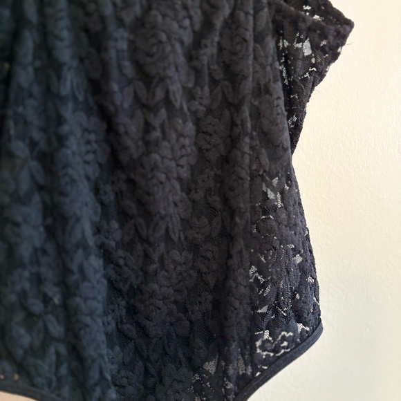 Black Lace Bodysuit w Contouring Smoothing Panel Insert - Picture 10 of 15